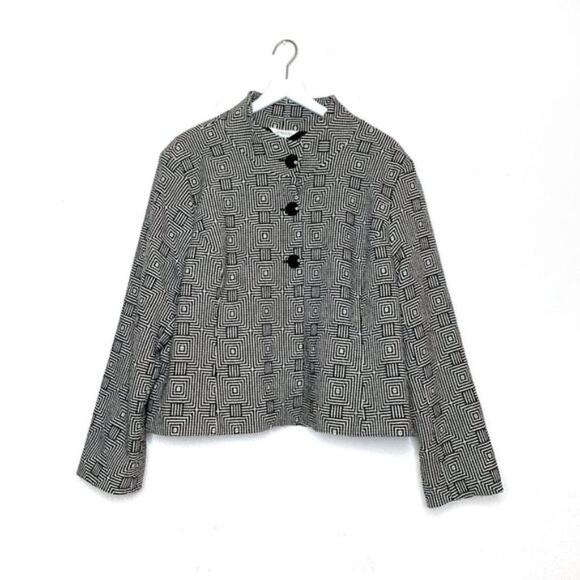 NEW Austin Reed Cropped Jacquard Jacket size 18W Wool Blend Geometric - Picture 1 of 10